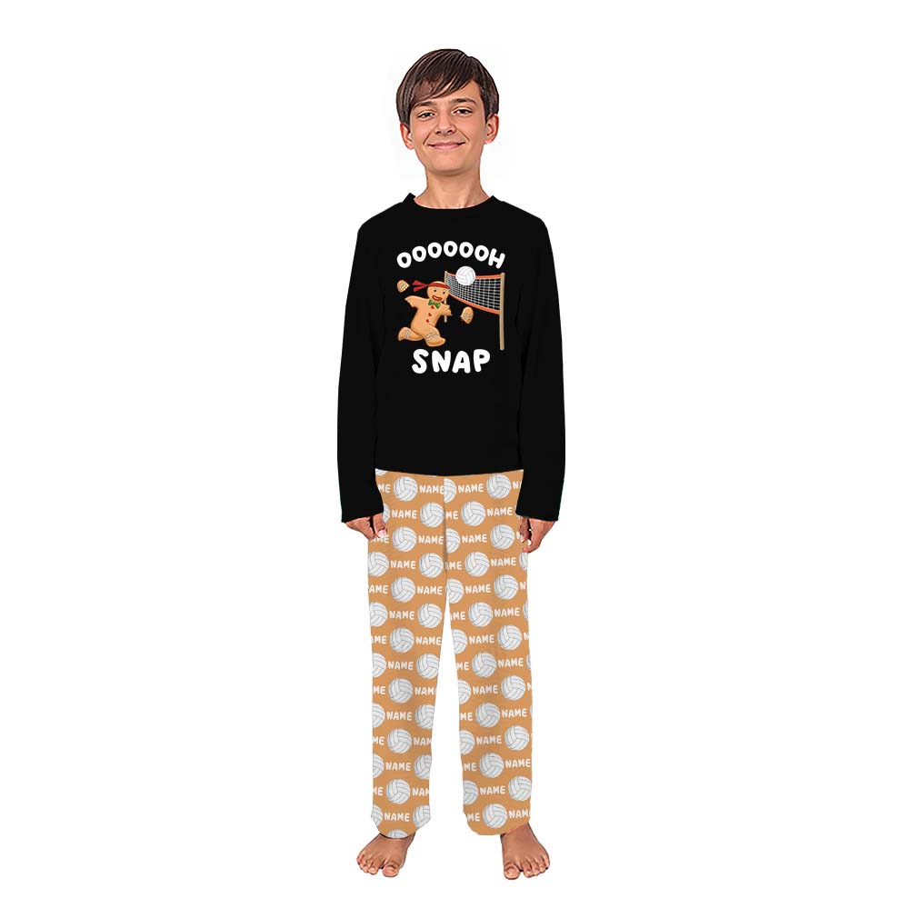 Volleyball Gingerbread Matching Family And Dog Pajamas With Custom Name 5